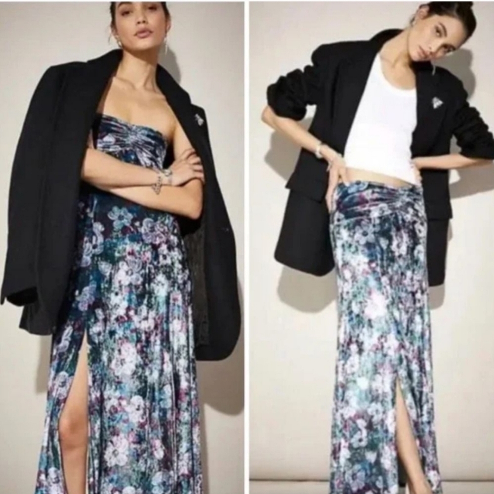 Free People Carpe Diem Floral Velvet Convertible Maxi Skirt/Dress - Picture 1 of 8
